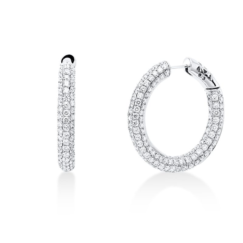 Image 90004826 - Creolen 18 kt WG, 352 Brillanten 6,39 ct, TW-vsi, H:29,2 mm, B:28,2 mm, S:4,1 ...