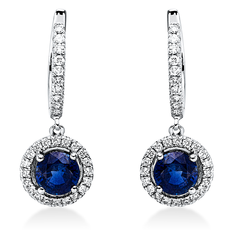 Image 90004832 - Ohrschmuck 4er-Krappe 18 kt WG, 60 Brillanten 0,44 ct, TW-vsi, 2 Saphire 1,92 ct blau, ...