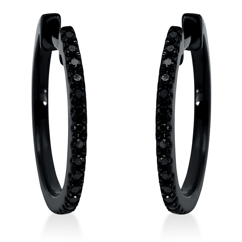 Image 90004833 - Creolen 18 kt WG, schwarz rhodiniert, 30 Brillanten 0,09 ct, ...