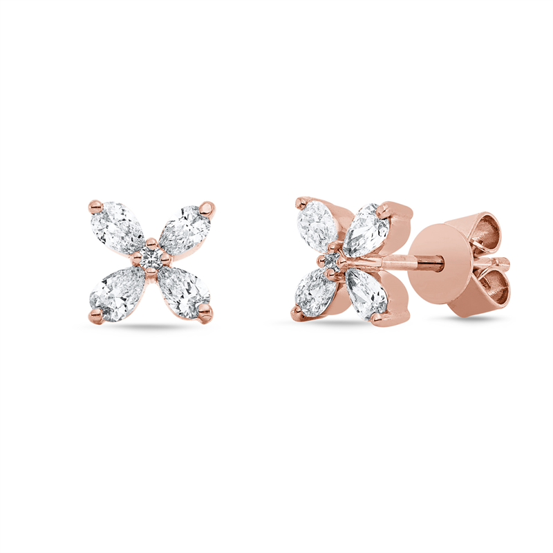 Image 90004894 - Ohrstecker 18 kt RG, 8 Tropfen 0,41 ct, TW-vsi, 2 Brillanten 0,02 ct, TW-si, H:5,8 mm, ...