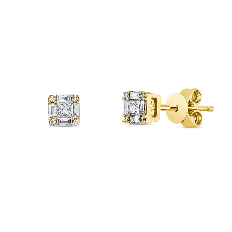 Image 90004896 - Ohrstecker 18 kt GG, 8 Baguette 0,11 ct, TW-vsi, 2 Princ. 0,09 ct, TW-vsi, 8 Brillanten ...
