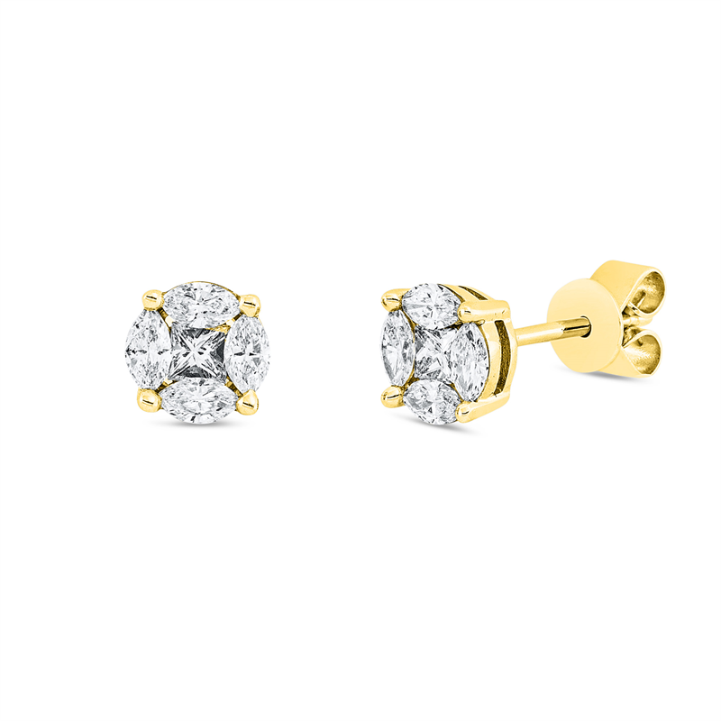 Image 90004897 - Ohrstecker 18 kt GG, 2 Princ. 0,16 ct, TW-vsi, 8 Navette 0,32 ct, ...