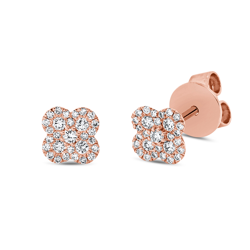 Image 90004898 - Ohrstecker 18 kt RG, 58 Brillanten 0,19 ct, TW-si, H:6,3 mm, B:6,3 mm, S:1,9 ...