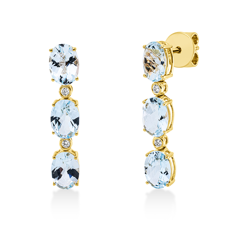 Image 90004909 - Ohrschmuck 4er-Krappe 18 kt GG, 4 Brillanten 0,07 ct, TW-si, 6 Topase 5,60 ct sky ...