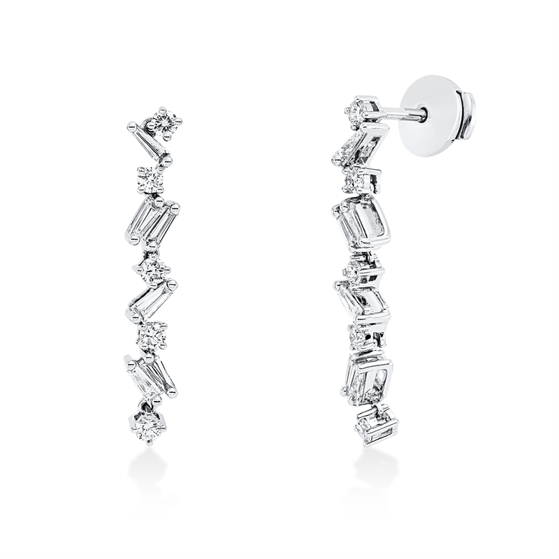 Image 90004911 - Ohrschmuck 14 kt WG, 12 Trapeze 0,40 ct, TW-vsi, 10 Brillanten 0,41 ct, ...