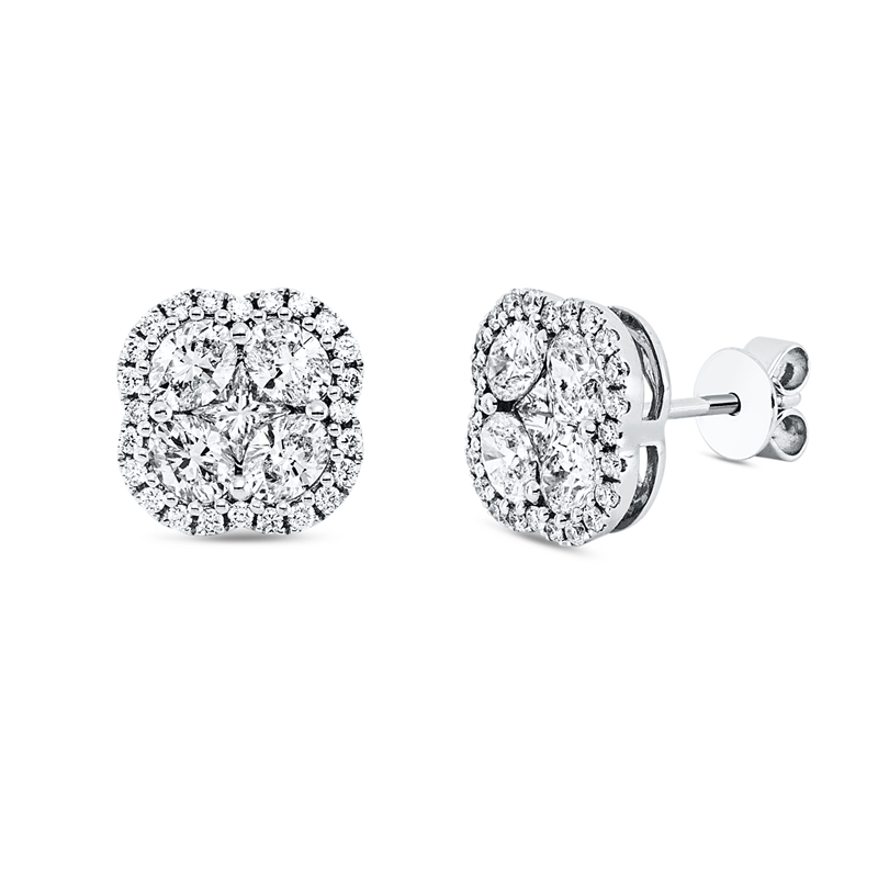 Image 90004912 - Ohrstecker 14 kt WG, 8 Oval 1,12 ct, TW-vsi, 2 Princ. 0,24 ct, TW-vsi, 48 Brillanten 0,23 ...
