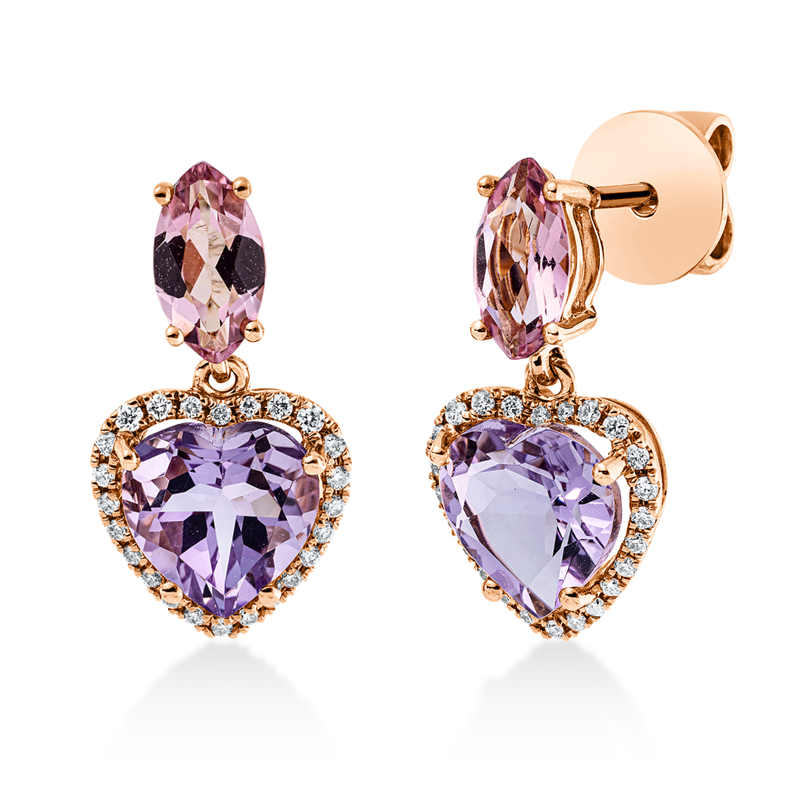 Image 90004914 - Ohrschmuck 3er-Krappe 18 kt RG Herz, 48 Brillanten 0,18 ct, TW-si, 2 Amethyste 2,50 ct ...