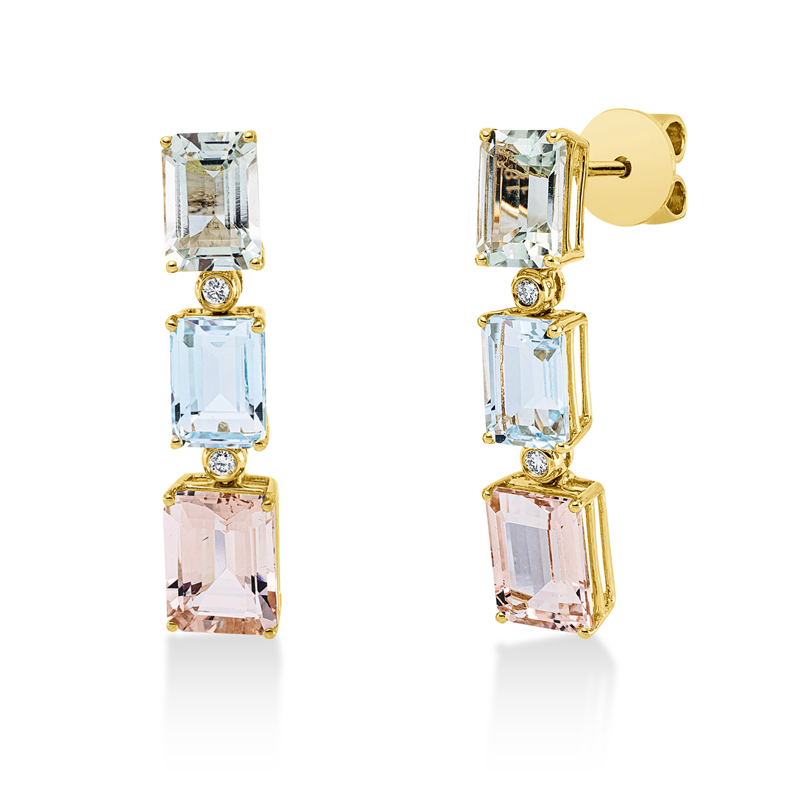 Image 90004916 - Ohrschmuck 4er-Krappe 18 kt GG, 4 Brillanten 0,07 ct, TW-si, 6 Farbsteine 7,70 ct ...