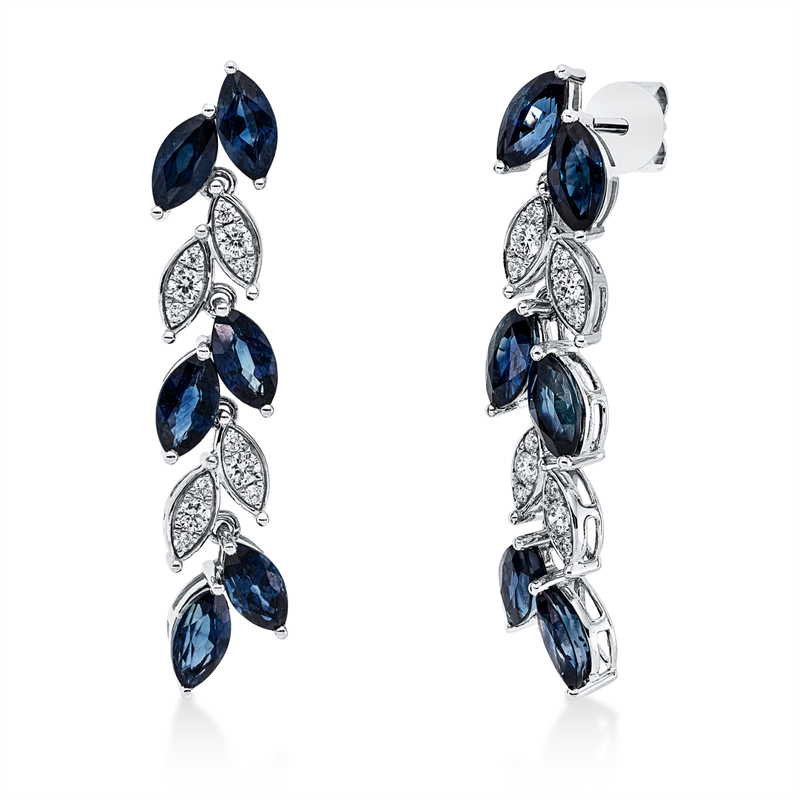 Image 90004918 - Ohrschmuck 18 kt WG, 24 Brillanten 0,27 ct, F-vsi, 12 Saphire 5,14 ct ...
