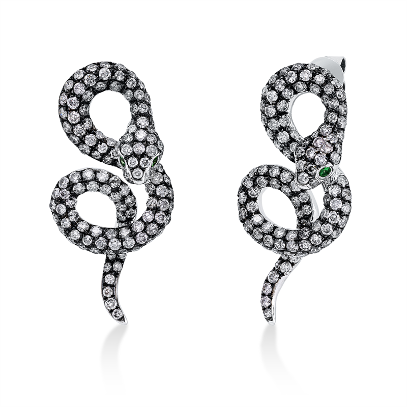 Image 90004923 - Ohrschmuck 18 kt WG Schlange, Fassung teils schwarz rhodinie, 176 Brillanten 2,15 ct, ...