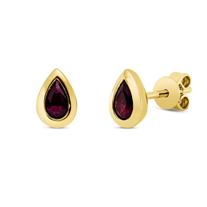 Image 90004928 - Ohrstecker Zarge 18 kt GG Tropfen, 2 Rubine 0,47 ct rot, H:6,5 mm, B:2,4 mm, S:4,4 ...