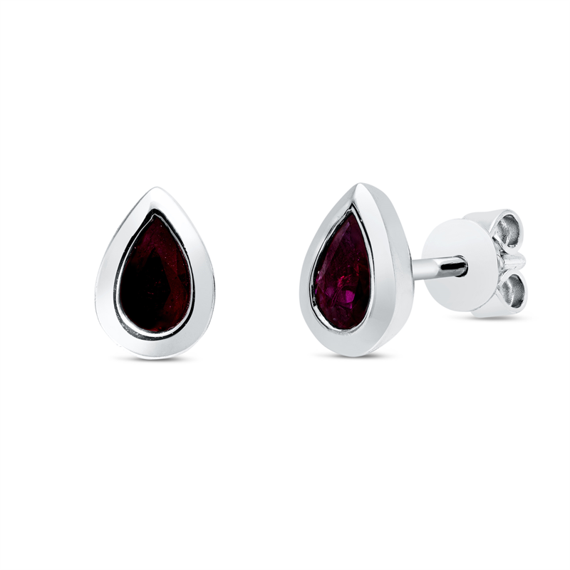 Image 90004929 - Ohrstecker Zarge 18 kt WG Tropfen, 2 Rubine 0,50 ct rot, H:6,8 mm, B:2,5 mm, S:4,7 ...