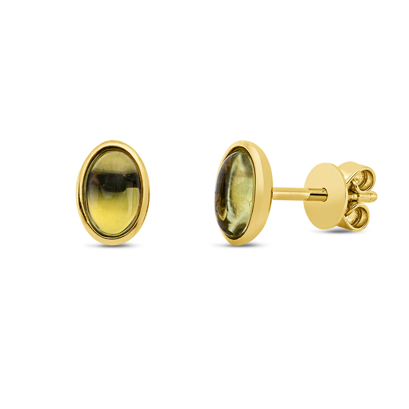 Image 90004933 - Ohrstecker Zarge 18 kt GG Oval, 2 Peridot 1,01 ct, H:7,1 mm, B:5,0 mm, S:3,7 ...