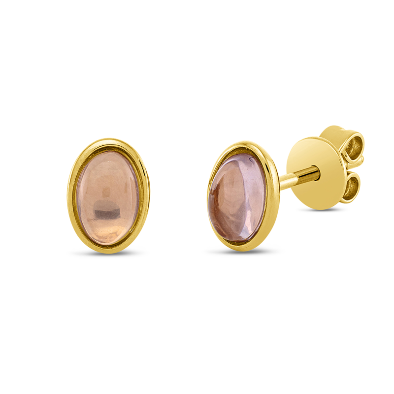 Image 90004936 - Ohrstecker Zarge 18 kt GG Oval, 2 Rosenquarz 0,90 ct =*=*= Unterkategorie: Farbstein ...