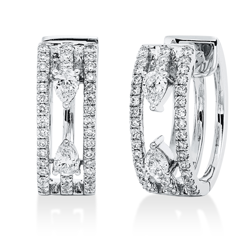 Image 90004941 - Creolen 18 kt WG, 4 Tropfen 0,34 ct, TW-si, 78 Brillanten 0,42 ct, TW-si, H:15,7 mm, ...