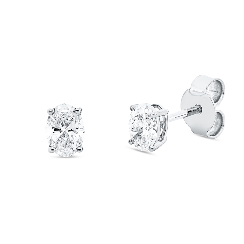 Image 90004954 - Ohrstecker 4er-Krappe 18 kt WG, GIA 1529768495, GIA 6522350965, 1 Oval 0,31 ct, D-vs1, 1 ...