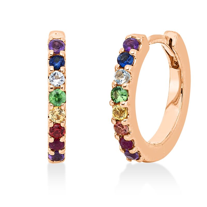 Image 90004962 - Creolen 18 kt RG, 16 Saphire 0,20 ct fancy =*=*= Unterkategorie: Rainbow & Multicolor, ...