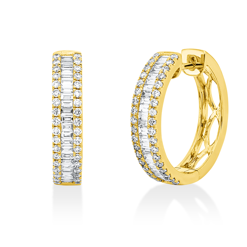 Image 90004966 - Creolen 18 kt GG, 46 Baguette 0,52 ct, TW-si, 72 Brillanten 0,53 ct, ...