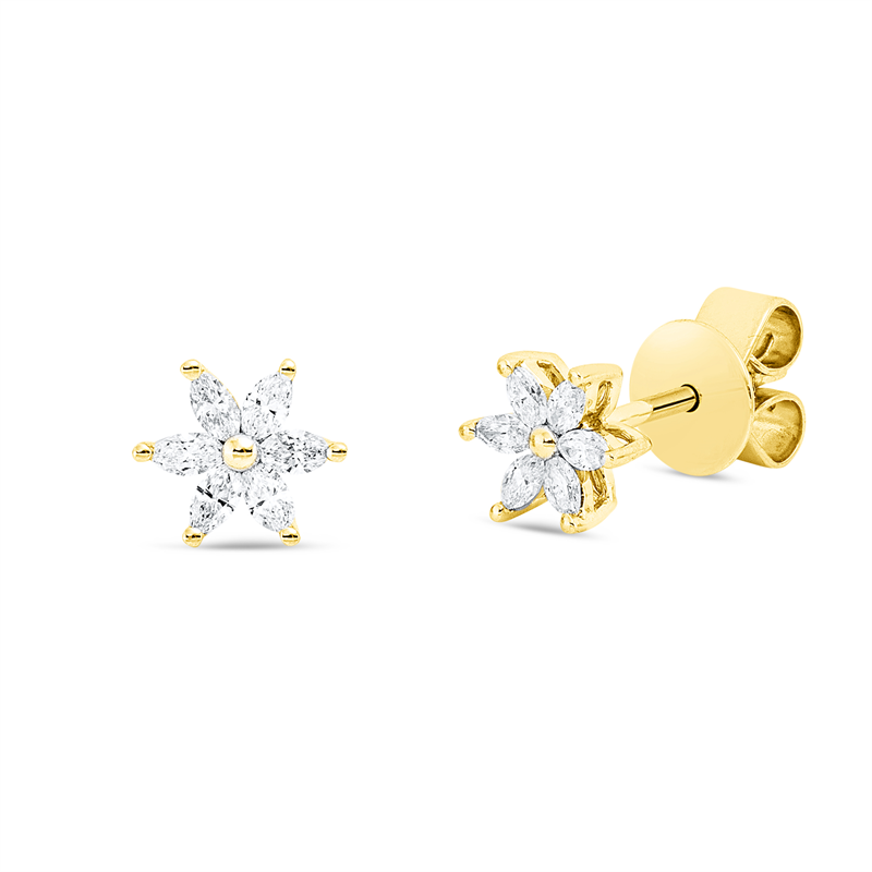 Image 90004970 - Ohrstecker 18 kt GG, 12 Navette 0,23 ct, TW-si, H:5,8 mm, B:6,5 mm, S:3,6 ...