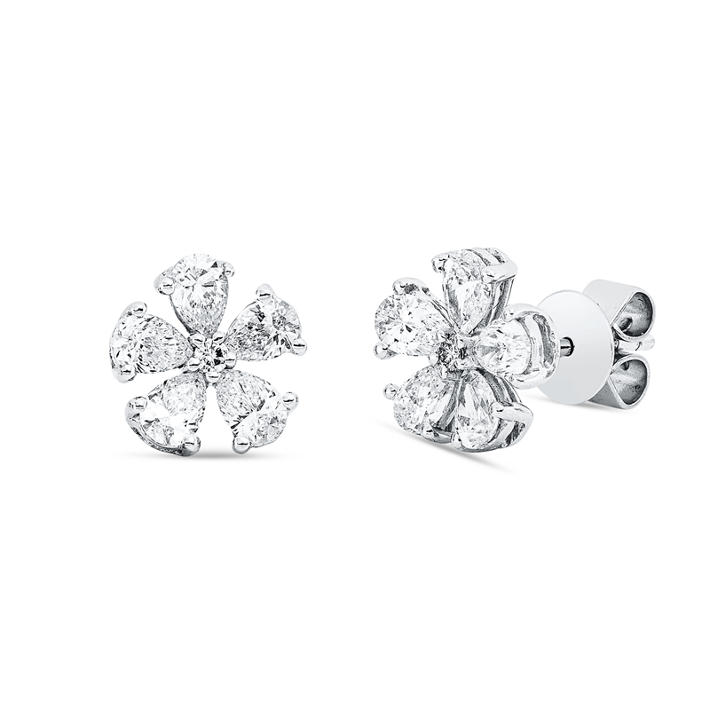 Image 90004971 - Ohrstecker 18 kt WG, 10 Tropfen 1,37 ct, TW-si, 2 Brillanten 0,04 ct, ...