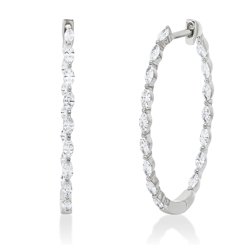 Image 90004974 - Creolen 18 kt WG, 32 Navette 0,96 ct, TW-si, H:29,9 mm, B:23,5 mm, S:1,6 ...