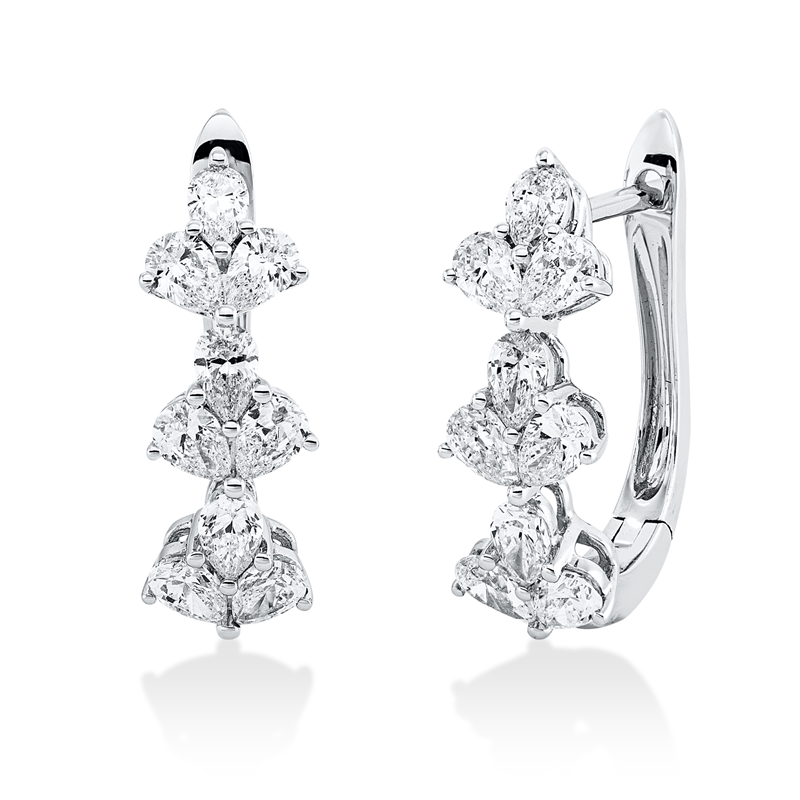 Image 90004981 - Creolen 18 kt WG, 18 Tropfen 1,44 ct, TW-si, H:18,7 mm, B:14,6 mm, S:6,5 ...