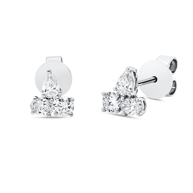 Image 90004982 - Ohrstecker 18 kt WG, 2 Tropfen 0,17 ct, TW-si, 2 Oval 0,18 ct, TW-si, 2 Brillanten 0,17 ...