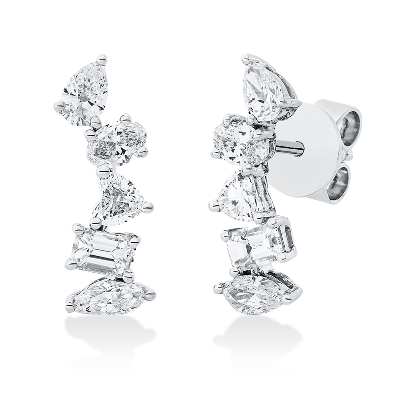 Image 90004983 - Ohrstecker 18 kt WG, 2 Oval 0,16 ct, TW-si, 2 Navette 0,16 ct, TW-si, 2 Herzschl. 0,17 ...