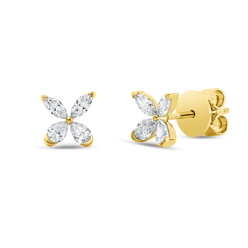 Image 90004984 - Ohrstecker 18 kt GG, 4 Navette 0,18 ct, TW-si, 4 Tropfen 0,25 ct, TW-si, H:6,3 mm, B:6,4 ...
