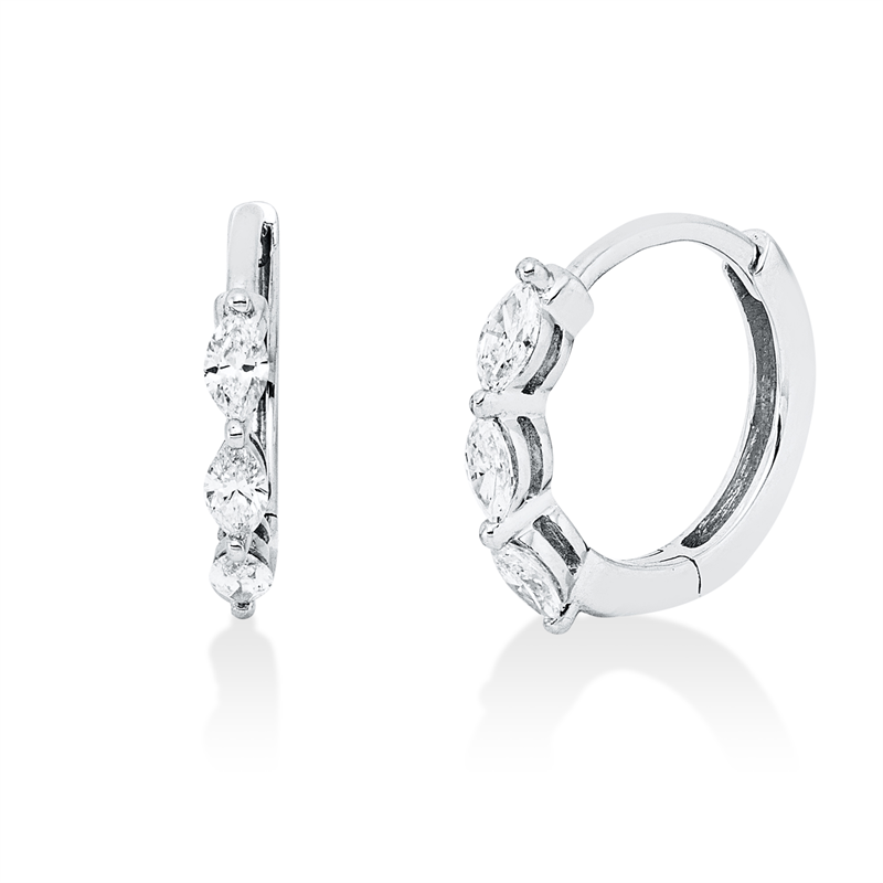 Image 90004987 - Creolen 18 kt WG, 6 Navette 0,22 ct, TW-si, H:10,4 mm, B:11,8 mm, S:1,7 ...