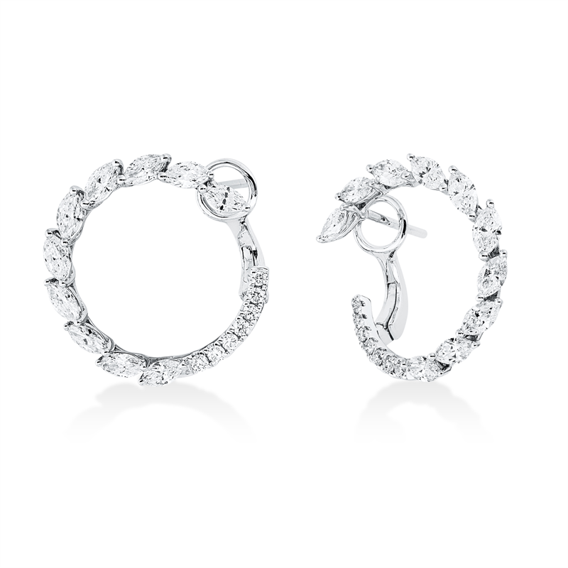 Image 90004988 - Creolen 18 kt WG, 20 Navette 1,60 ct, TW-si, 14 Brillanten 0,16 ct, ...