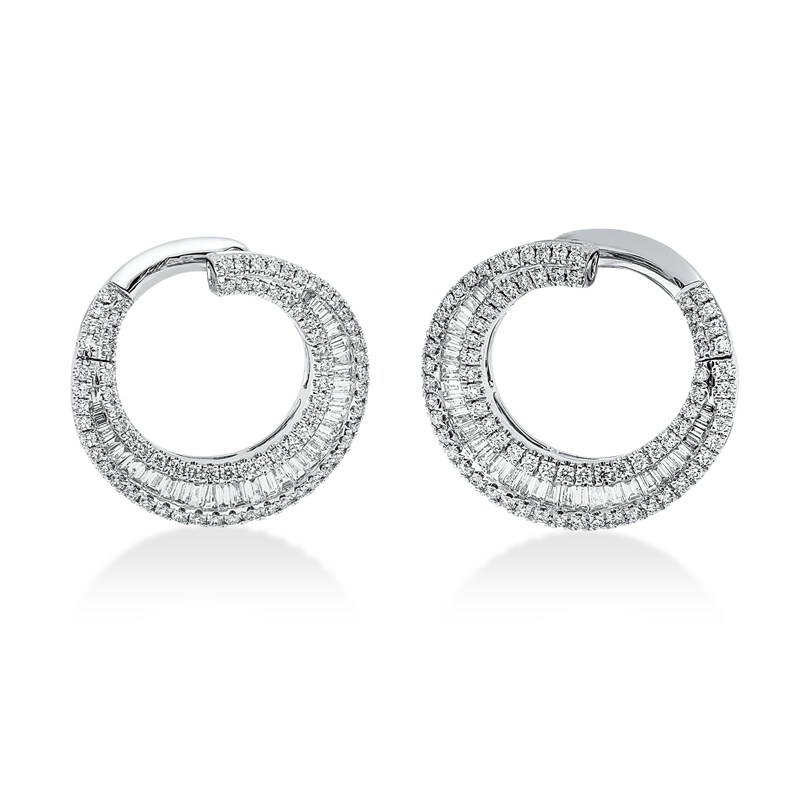 Image 90004991 - Creolen 18 kt WG, 65 Trapeze 0,70 ct, TW-vsi, 154 Brillanten 0,81 ct, ...
