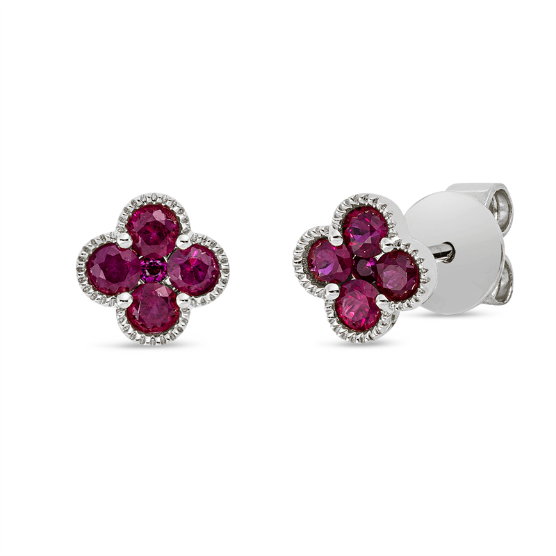 Image 90005000 - Ohrstecker 18 kt WG, 8 Rubine 0,52 ct rot, 2 Rubine 0,02 ct rot =*=*= Unterkategorie: ...