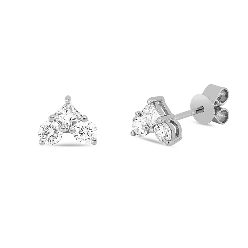 Image 90005001 - Ohrstecker 18 kt WG Herz, 2 Princ. 0,18 ct, TW-vsi, 4 Brillanten 0,32 ct, ...