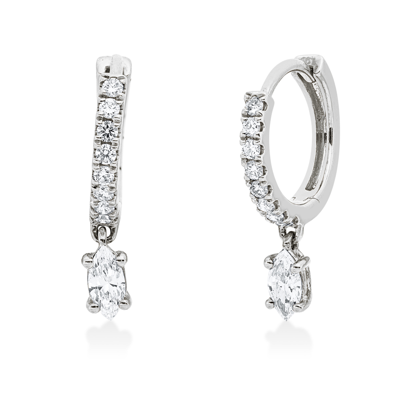 Image 90005004 - Creolen 18 kt WG, 2 Navette 0,24 ct, TW-vsi, 16 Brillanten 0,17 ct, TW-si, H:17,5 mm, ...