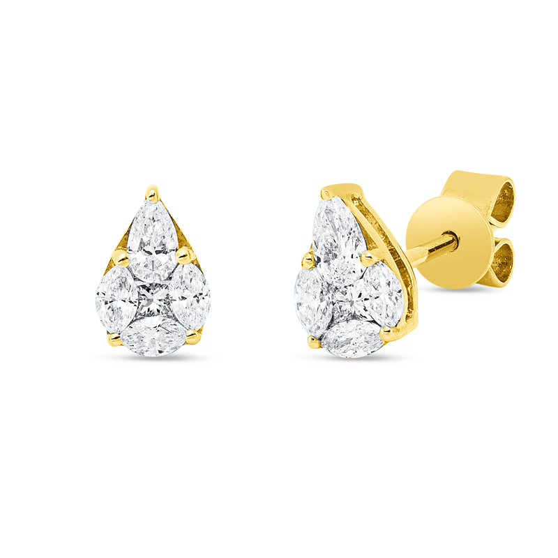 Image 90005005 - Ohrstecker 18 kt GG, 2 Princ. 0,06 ct, TW-vsi, 6 Navette 0,22 ct, TW-vsi, 2 Tropfen 0,15 ...