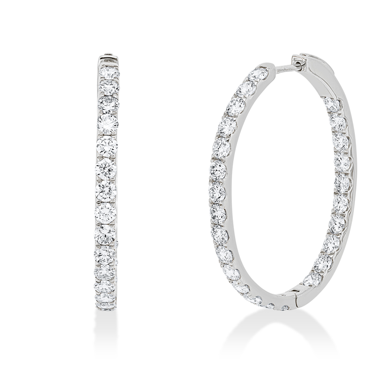 Image 90005010 - Creolen 18 kt WG, 50 Brillanten 3,68 ct, TW-si, H:31,9 mm, B:25,9 mm, S:2,5 ...