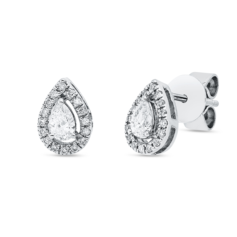 Image 90005154 - Ohrstecker 18 kt WG, 2 Tropfen 0,26 ct, F-vsi, 32 Brillanten 0,11 ct, W-pi, H:8,4 mm, ...