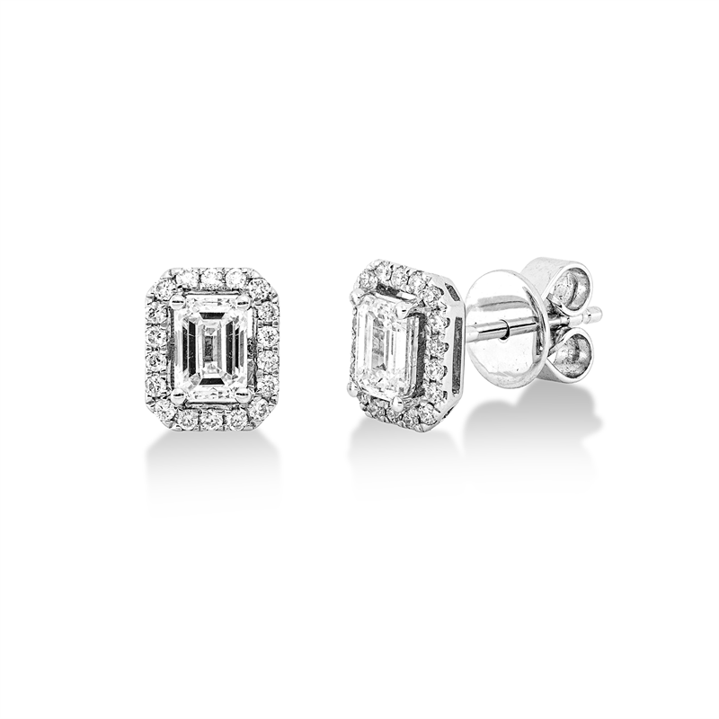Image 90005155 - Ohrstecker 18 kt WG, 2 Sm.schliff 0,61 ct, F-vsi/si, 36 Brillanten 0,14 ct, ...
