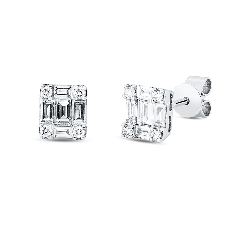 Image 90005161 - Ohrstecker 18 kt WG, 10 Baguette 0,38 ct, TW-vsi, 8 Brillanten 0,07 ct, TW-si, H:6,0 mm, ...