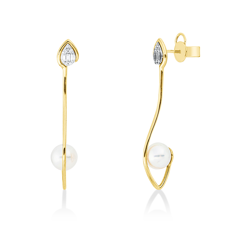 Image 90005168 - Ohrschmuck 18 kt GG WG, 6 Baguette 0,08 ct, TW-vsi, 10 Brillanten 0,05 ct, TW-si, 2 SW ...