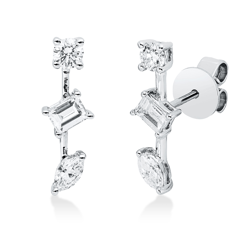 Image 90005202 - Ohrstecker 18 kt WG, 2 Navette 0,18 ct, TW-vsi, 2 Baguette 0,25 ct, TW-vsi, 2 Brillanten ...