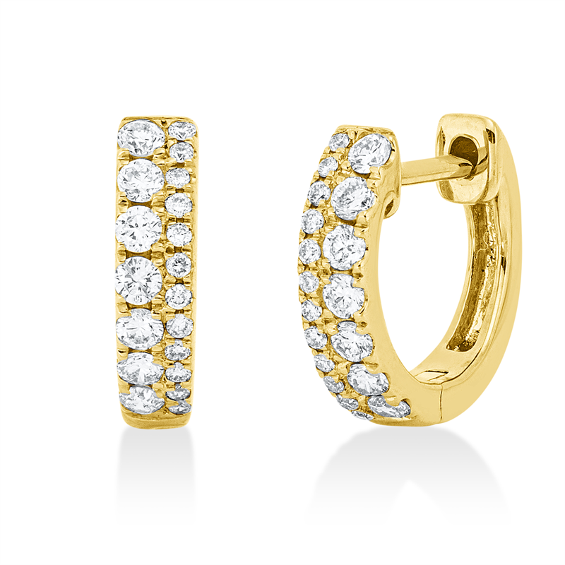 Image 90005203 - Creolen 18 kt GG, 14 Brillanten 0,21 ct, TW-si, 24 Brillanten 0,07 ct, TW-si, H:9,0 mm, ...