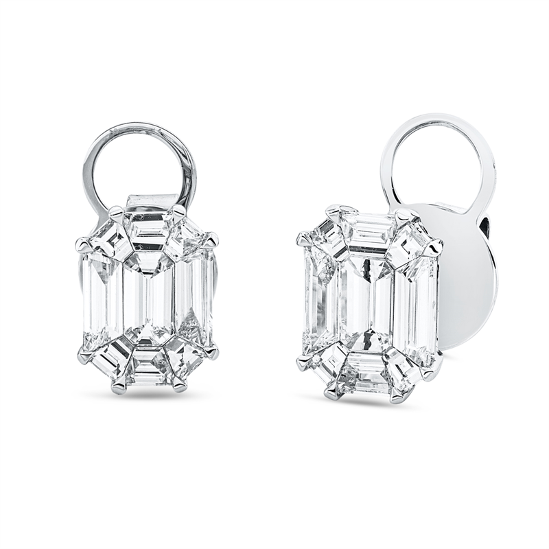 Image 90005204 - Ohrstecker 18 kt WG, 18 Fant-Schl. 1,73 ct, TW-vsi, H:10,1 mm, B:7,8 mm, S:2,8 ...