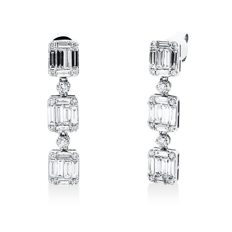 Image 90005208 - Ohrschmuck 18 kt WG, 24 Baguette 1,85 ct, TW-si, 12 Baguette 0,51 ct, TW-si, 28 ...