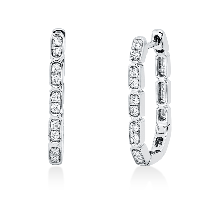 Image 90005212 - Creolen 18 kt WG, 20 Brillanten 0,20 ct, TW-si, H:18,1 mm, B:11,8 mm, S:1,5 ...