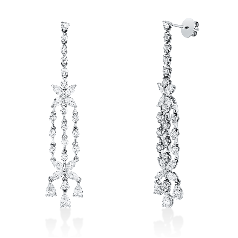 Image 90005213 - Ohrschmuck 18 kt WG, 16 Navette 1,52 ct, TW-vsi, 6 Tropfen 1,00 ct, TW-vsi, 34 Brillanten ...