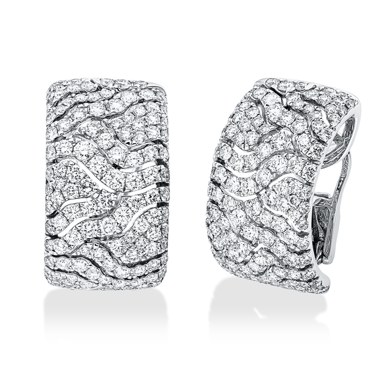 Image 90005248 - Creolen 18 kt WG, 232 Brillanten 3,78 ct, TW-vsi, H:22,8 mm, B:13,2 mm, S:3,6 ...