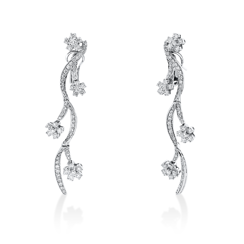 Image 90005250 - Ohrschmuck 18 kt WG, 48 Brillanten 3,23 ct, TW-vsi, 102 Brillanten 1,62 ct, TW-vsi, ...