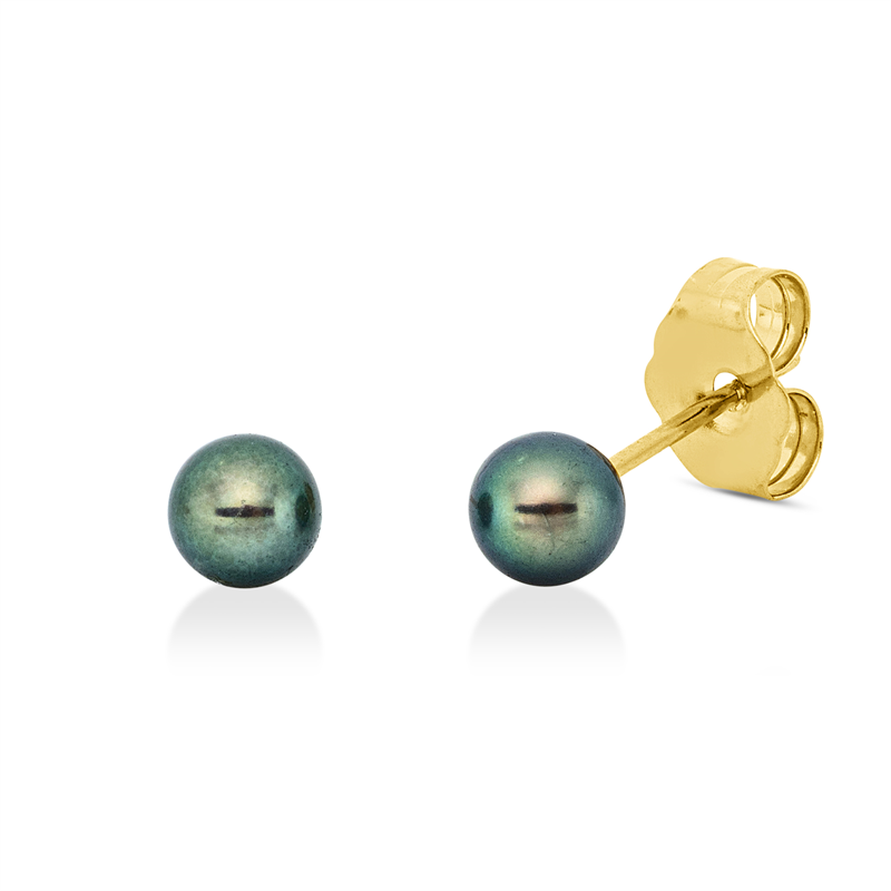 Image 90005258 - Ohrstecker 18 kt GG, 2 TA grün 3,5 mm =*=*= Unterkategorie: Perle, Hauptmaterial: ...